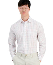 Club Room Mens Regular fit Dress Shirt XL 17.5 in 36-37 White Plaid
