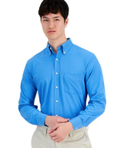 Club Room Mens Regular fit Dress Shirt XL 17 in 34-35 Blue Solid