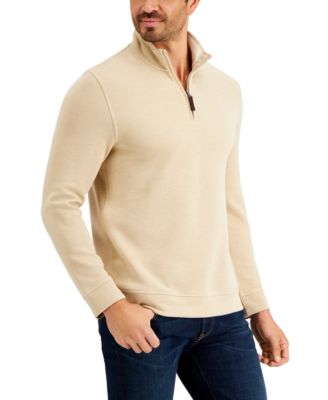 Club Room Birdeye Mens 1/4 Zip Pullover Sweater XL Beige