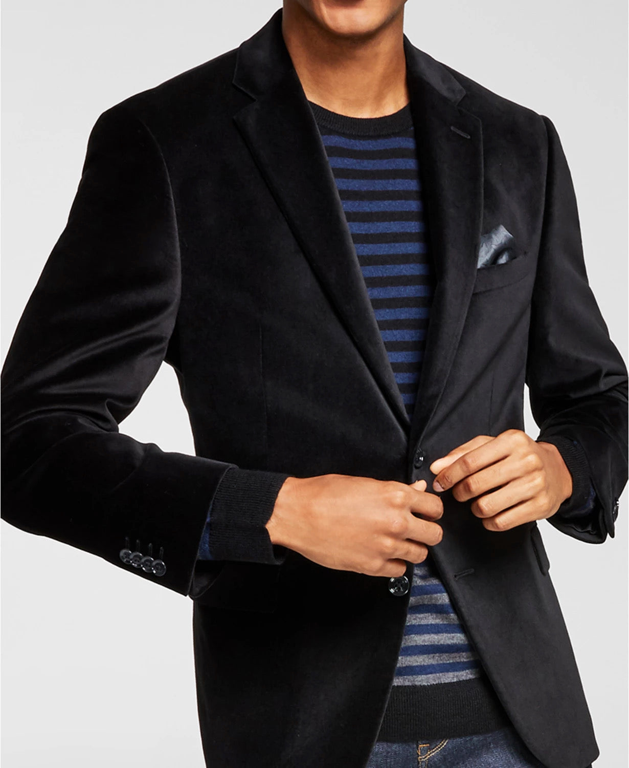 Alfani Men's Slim-Fit Solid Velvet Blazer 44L Black Sport Coat