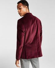 Alfani Mens Slim-Fit Solid Velvet Blazer Burgundy 46R