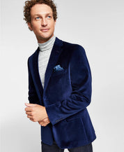 Alfani Men's Slim Fit Velvet Blazer Navy Blue 42S
