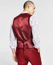 Bar III Mens Slim Fit Suit Vest Solid Red Solid Red Medium