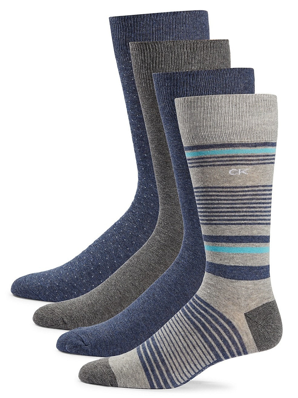 Calvin Klein Mens 4-Pk. Crew Dress Socks Medium Grey / Blue ONE SIZE