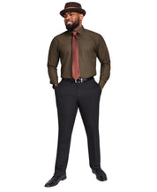 TAYION Mens Slim fit Dress Shirt Medium 15-15.5 32-33 Brown Check