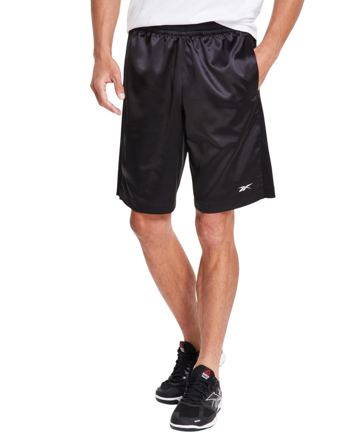 Reebok Mens Regular fit Athletic Basketball Shorts XL Black Solid