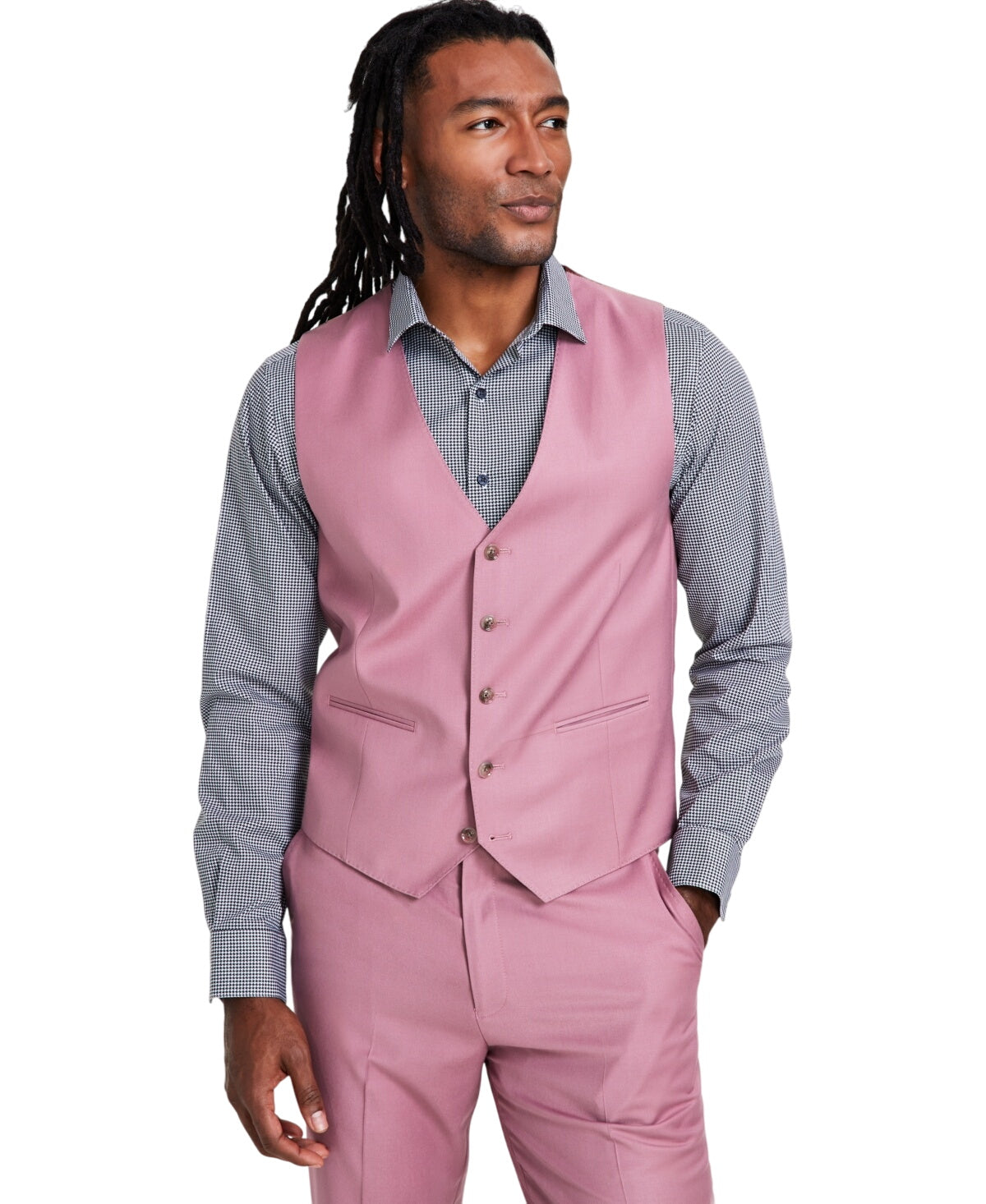 TAYION Collection Mens Classic fit Button-Up Suit Vest XL Red