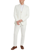 Kenneth Cole Mens Slim fit 2 Piece Linen Suit 46 S / 40 Waist White Stretch