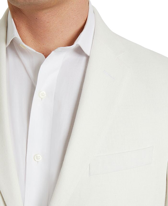 Kenneth Cole Mens Slim fit 2 Piece Linen Suit 46 S / 40 Waist White Stretch