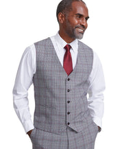 Tayion Mens Classic fit Button-Up Vest Medium Black Plaid
