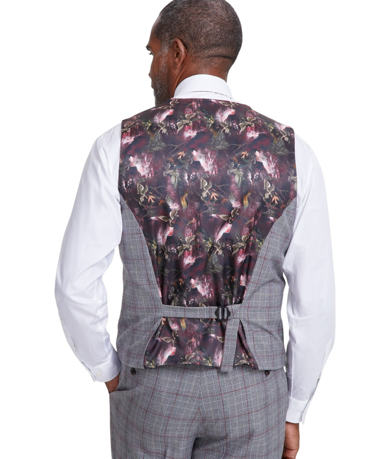 Tayion Mens Classic fit Button-Up Vest Medium Black Plaid