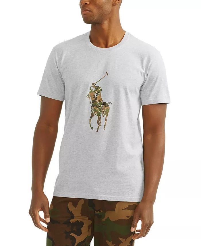 POLO RALPH LAUREN Men's Logo Graphic T Shirt Small Light Grey