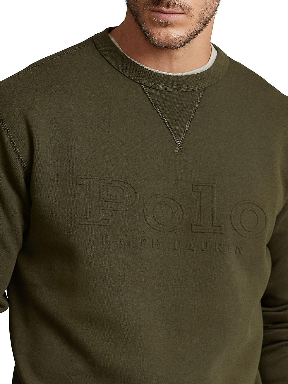 Polo Ralph Lauren Mens Logo Double Knit Sweatshirt Company Olive Green Medium