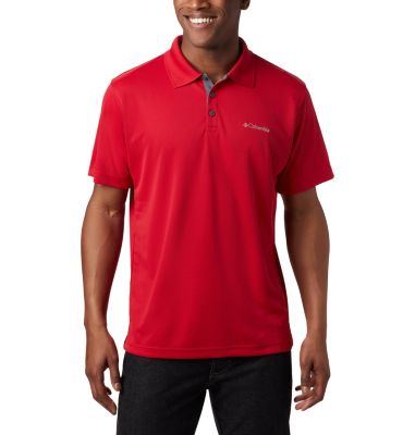 Columbia Mens Regular fit Short Sleeve Polo Shirt Medium Red Solid