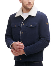 Guess Mens Corduroy Bomber Jacket Coat XXL Navy Blue Solid