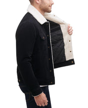 Guess Mens Corduroy Bomber Jacket Coat Small Black Solid