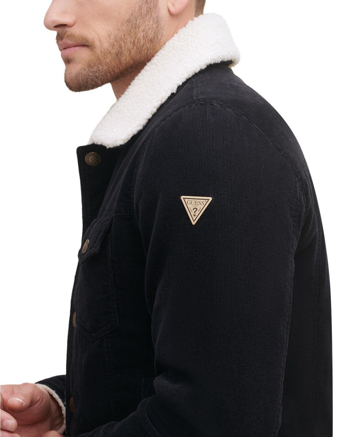 Guess Mens Corduroy Bomber Jacket Coat Small Black Solid