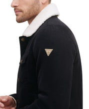 Guess Mens Corduroy Bomber Jacket Coat Small Black Solid
