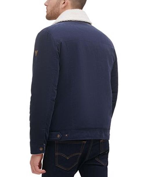 Guess Mens Corduroy Bomber Jacket Coat XXL Navy Blue Solid