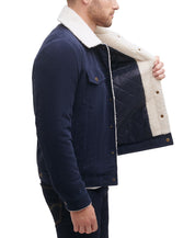 Guess Mens Corduroy Bomber Jacket Coat XXL Navy Blue Solid