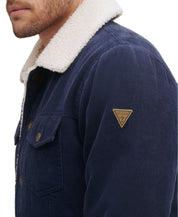 Guess Mens Corduroy Bomber Jacket Coat XXL Navy Blue Solid