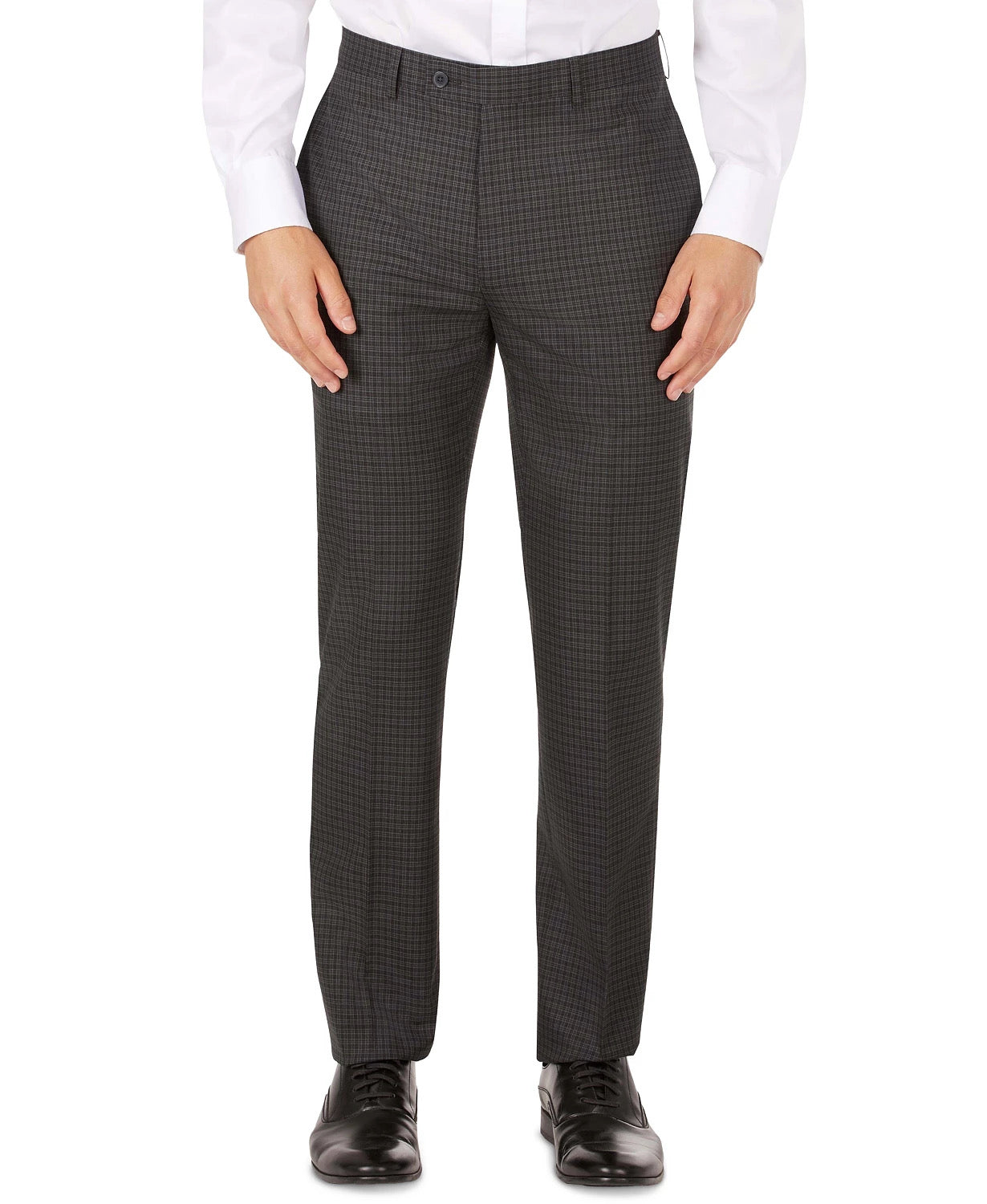 Calvin Klein Mens Plaid Skinny Fit Dress Suit Pants Black Grey 36 x 32