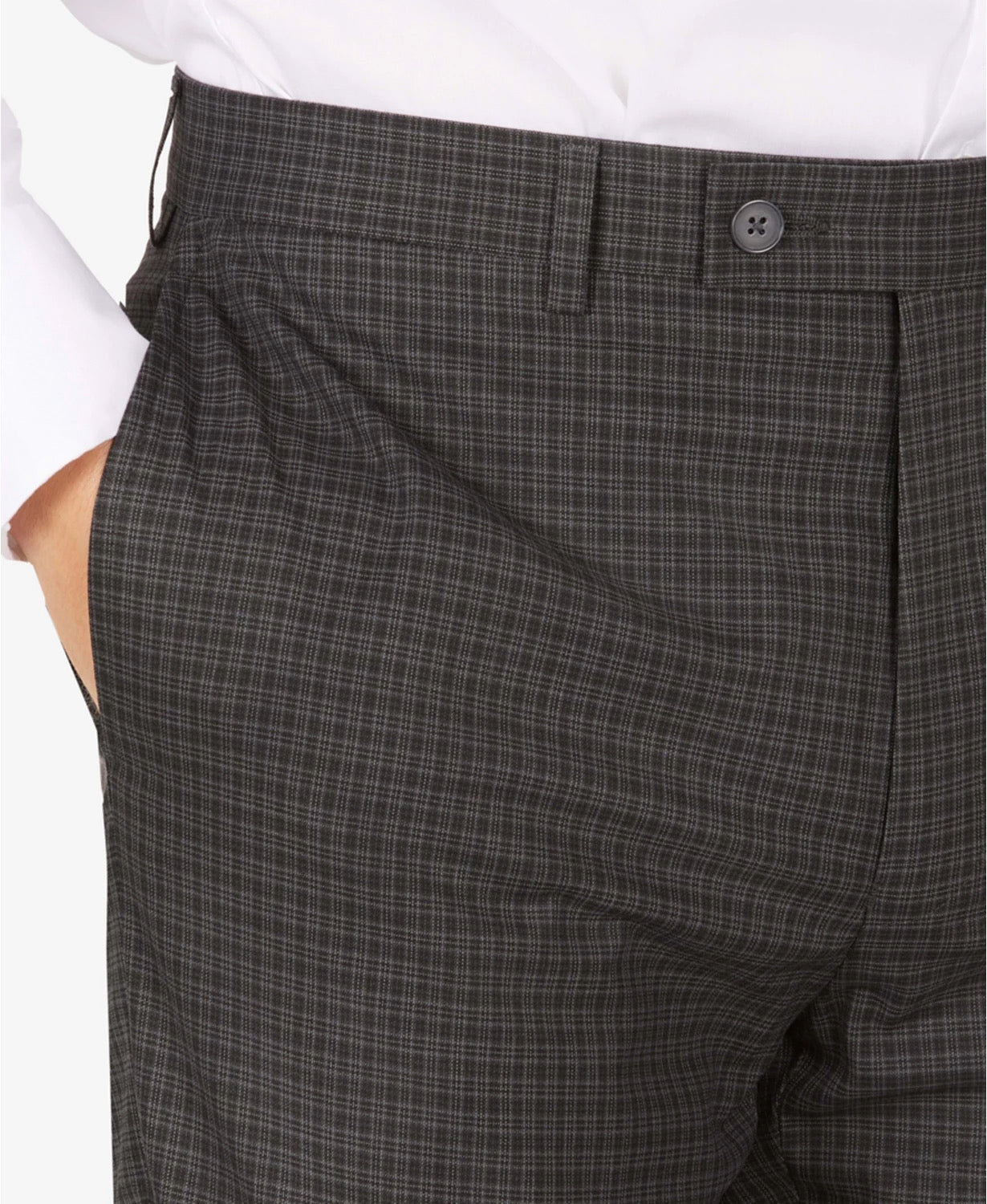 Calvin Klein Men's Slim-Fit 38 x 34 Dress Pants Charcoal Check