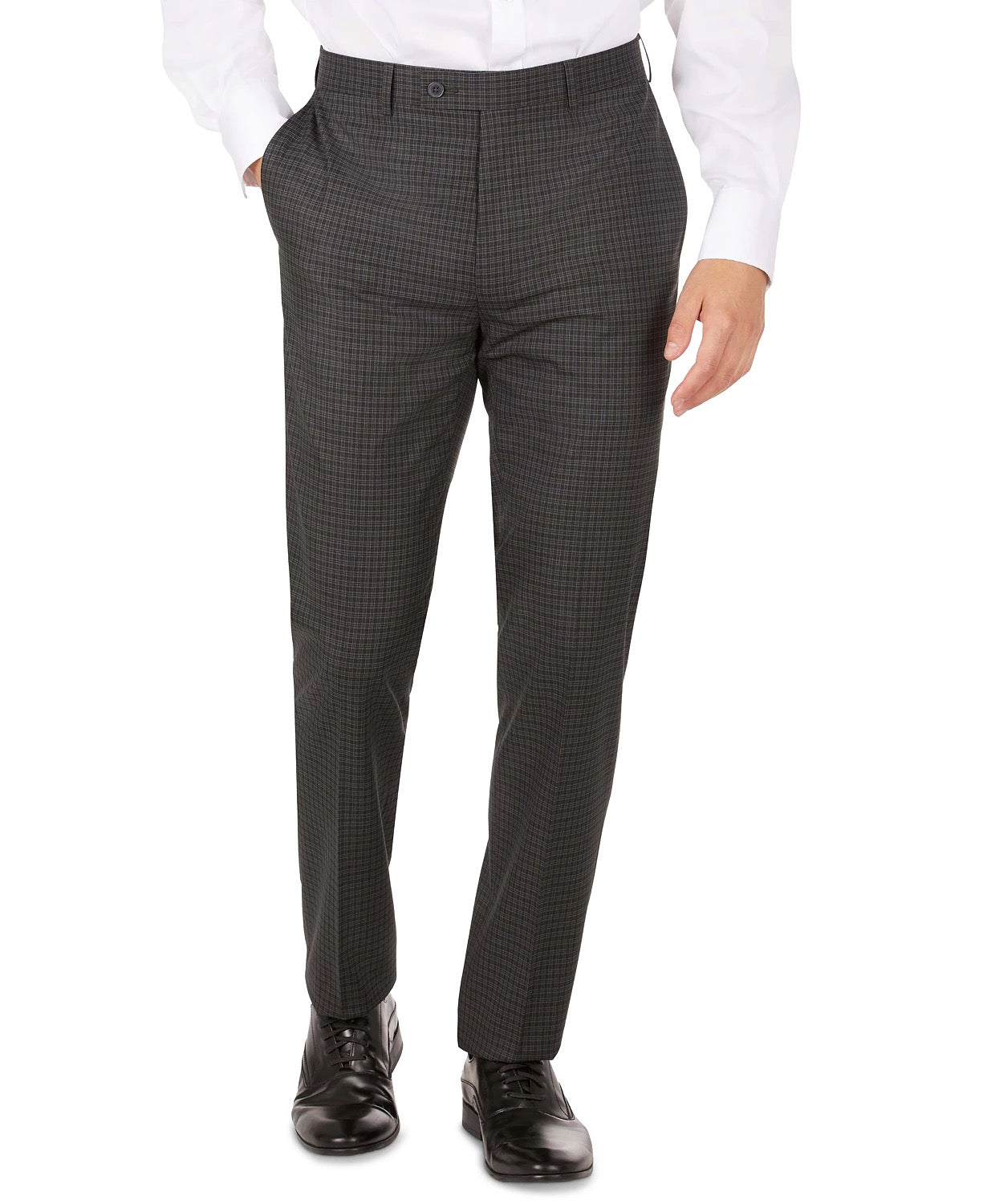Calvin Klein Mens Plaid Skinny Fit Dress Suit Pants Black Grey 36 x 32