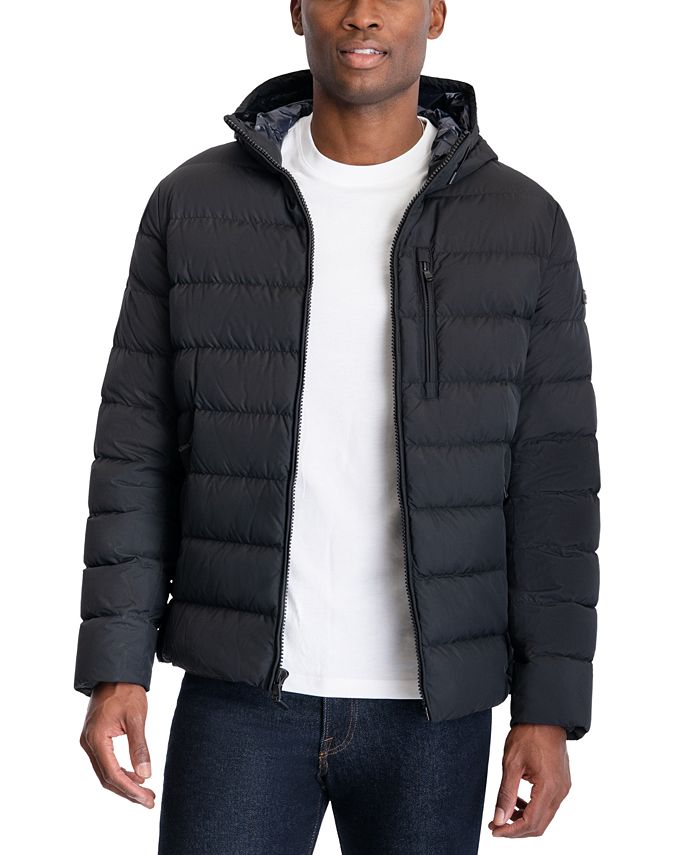 MICHAEL KORS Men's Hooded Puffer Jacket Medium Black