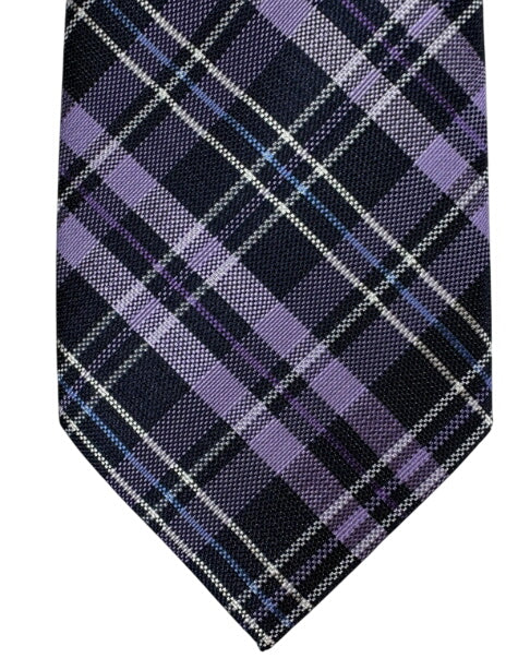 Tommy Hilfiger Mens Regular fit Tie Necktie One Size Purple Navy Blue Plaid