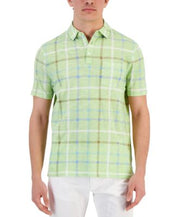Club Room Men’s Green Textured Windowpane Check Polo Shirt Small