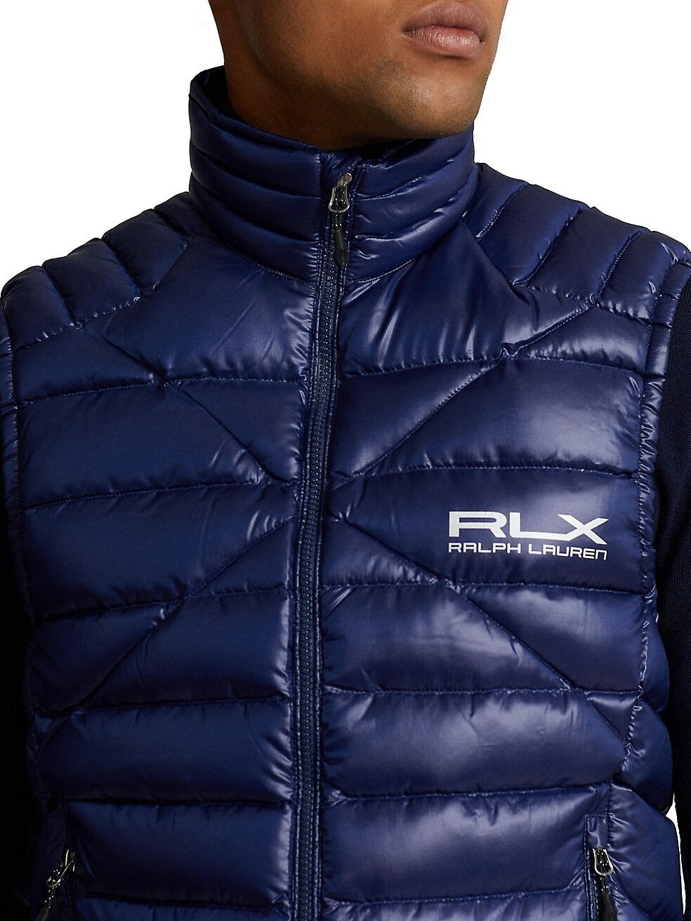 RLX Polo Ralph Lauren Packable Duck Down Channel-Quilted Vest Large Navy Blue