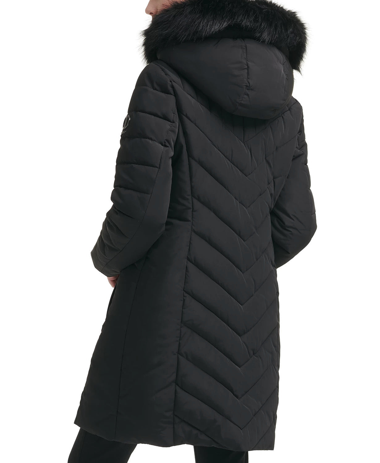 Dkny Women's Faux-Fur-Trim Hooded Puffer Coat Black Medium