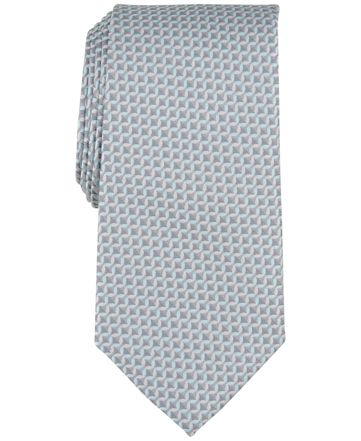 Perry Ellis Mens Classic fit Tie Necktie One Size Grey Blue Mini Chevron