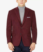 Michael Kors Mens Classic fit Sport Coat Blazer 40 L Dark Red Solid Stretch