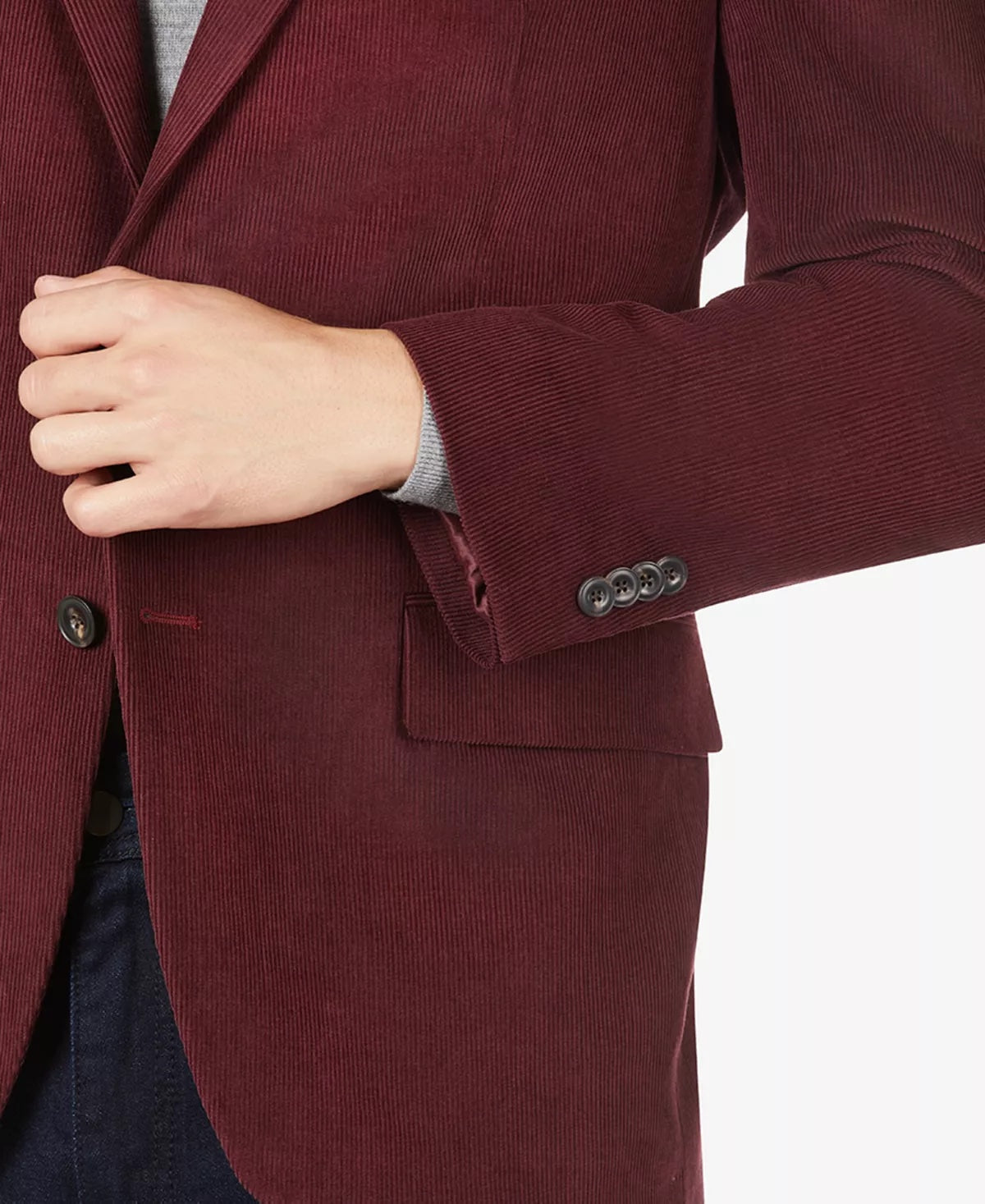 Michael Kors Mens Classic fit Corduroy Sport Coat Blazer 40 R Burgundy Red Solid
