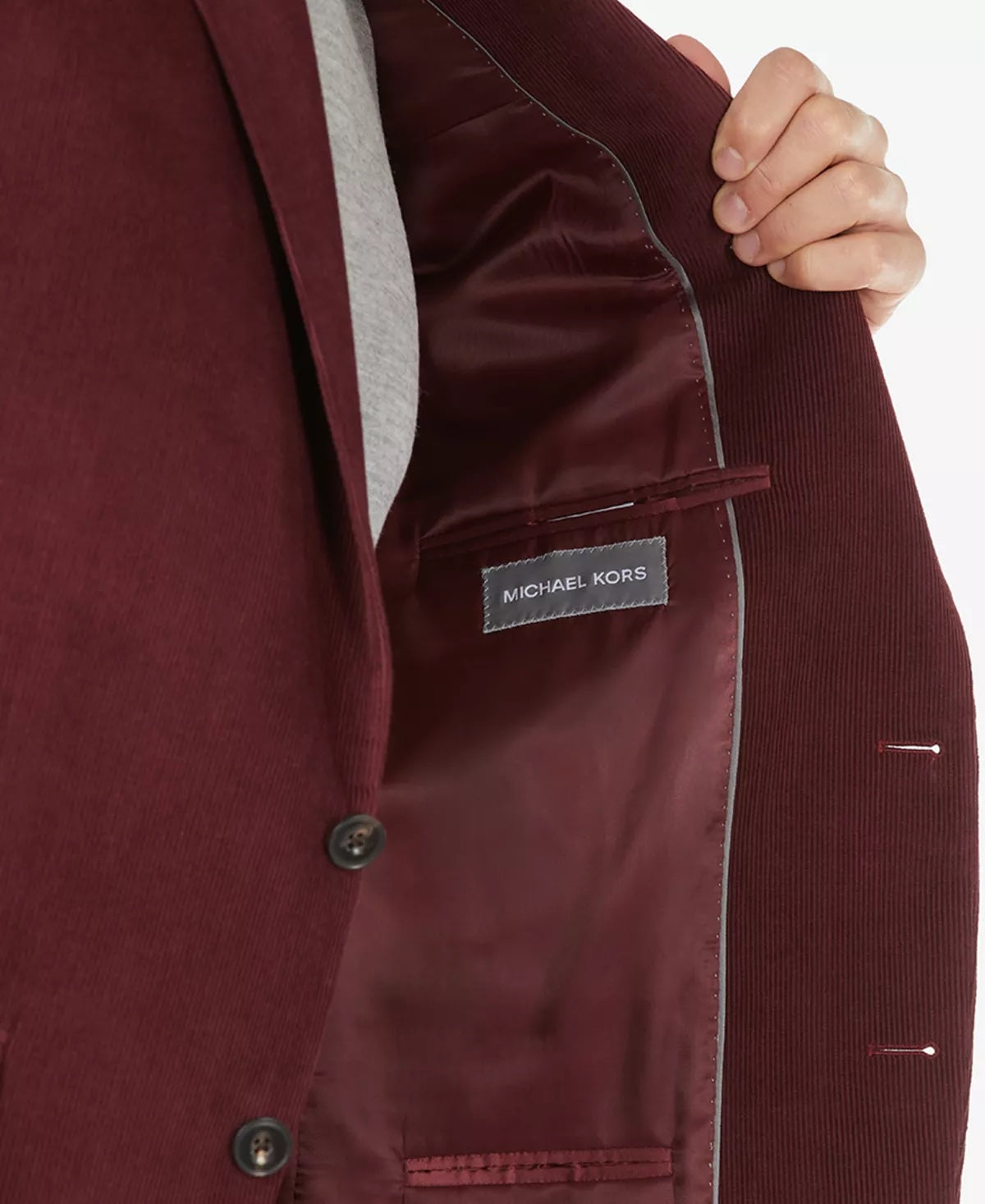 Michael Kors Mens Classic fit Corduroy Sport Coat Blazer 36 R Red Solid Stretch