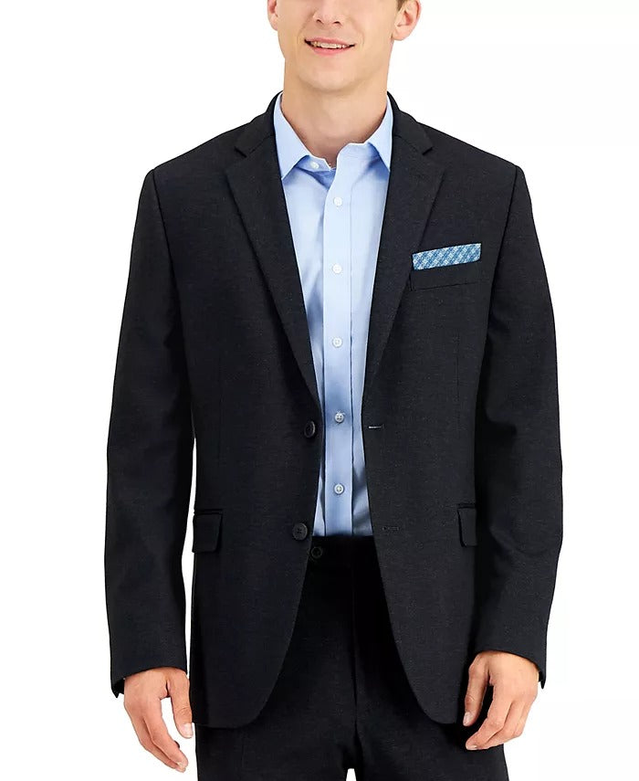 Perry Ellis Mens Slim-Fit Gray Knit Suit 40R / 34 x 32 Dark Grey Charcoal