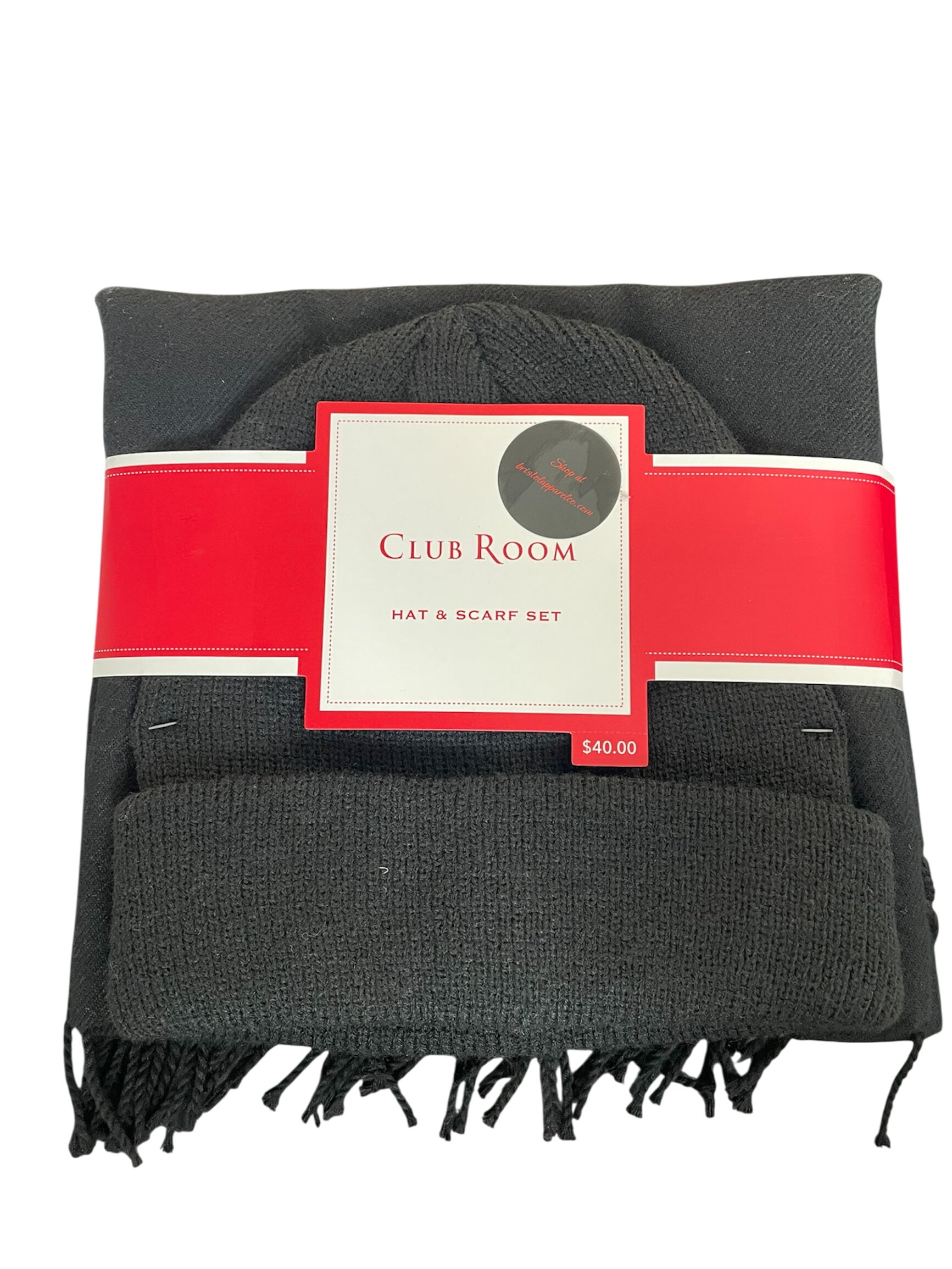 Club Room Mens Regular fit Beanie Scarf Set One Size Black Charcoal