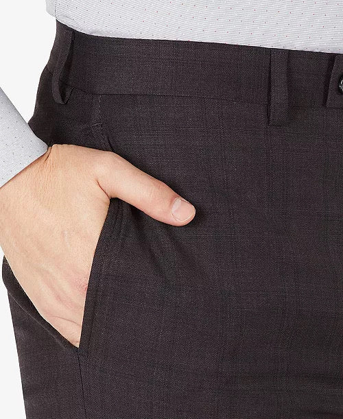 Calvin Klein Mens Jerome Wool Slim Fit Suit Dress Pants Plaid Purple 33 x 30