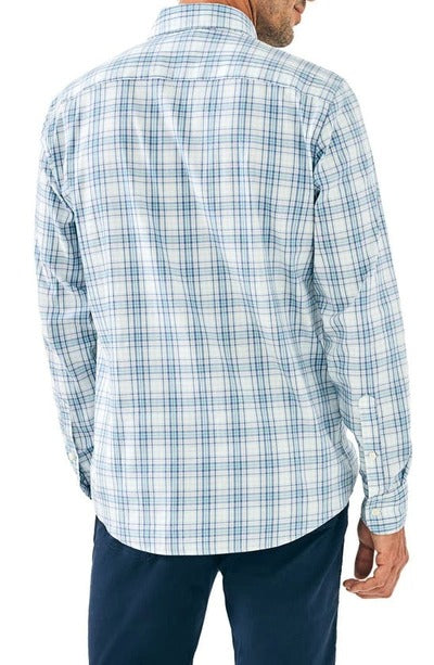 Faherty Mens The Movement Plaid Button-Up Shirt Large Blue Plaid