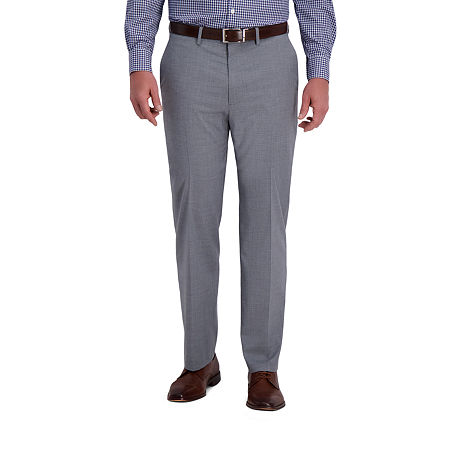 Haggar Mens Classic fit Dress Pants 40 / 30 Grey Plaid Stretch