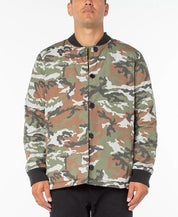 SANCTUARY Men's Lightweight Reversible Quilted Bomber Jacket Large Navy / Camo