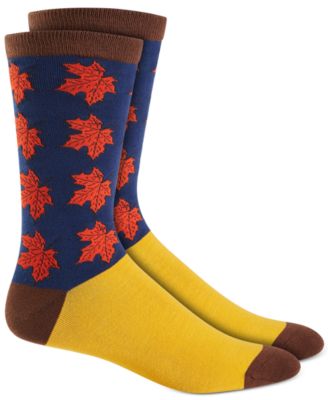 Club Room Mens Holiday Maple Leaves Crew Socks Blue One Size
