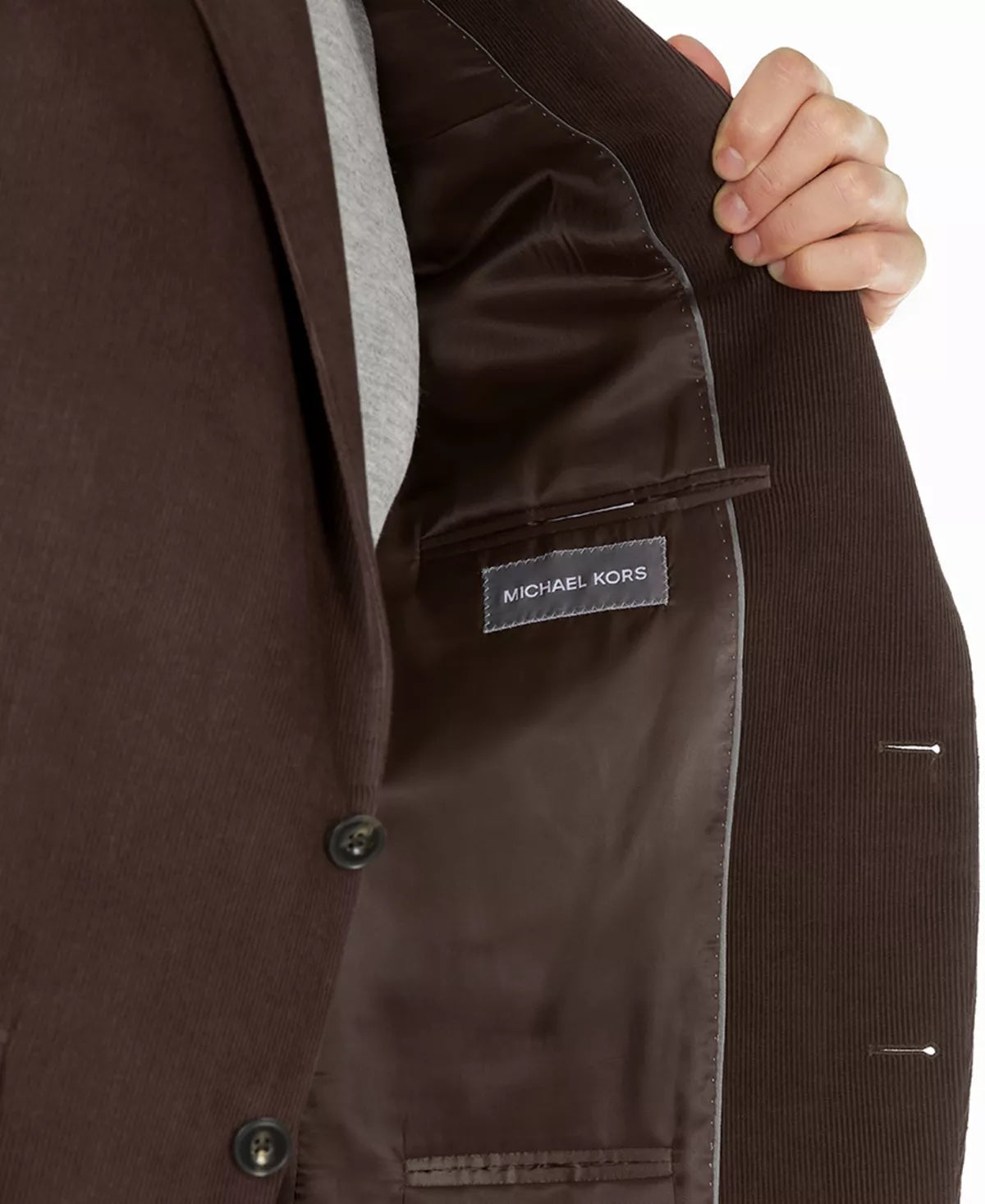 MICHAEL KORS Men's Chocolate Brown 40R Sport Coat Modern-Fit Corduroy Blazer