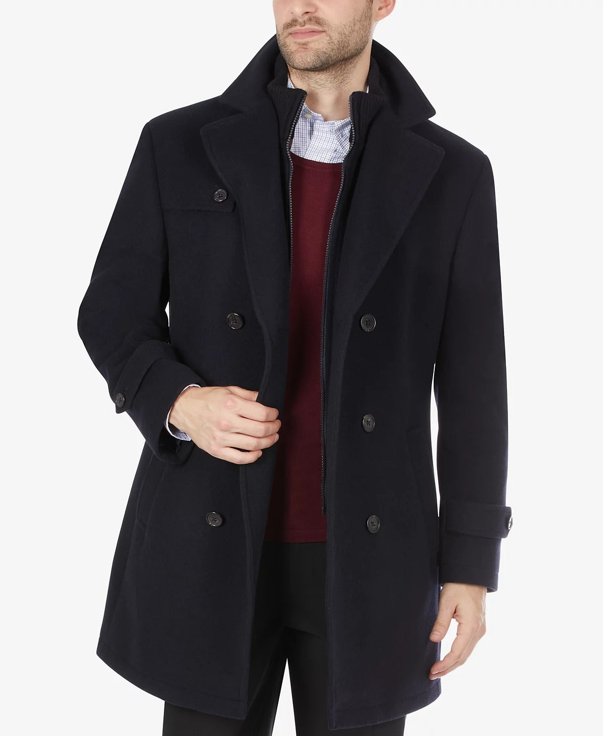 Lauren Ralph Lauren Labrada Wool-Blend Coat Peacoat 38R Black Bib Insert