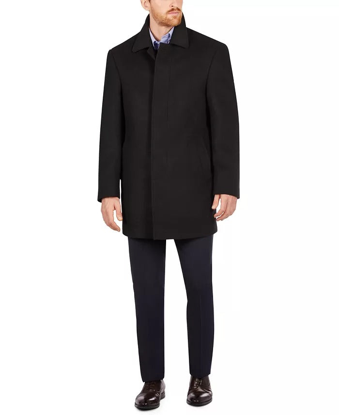 CALVIN KLEIN Men Coleman Wool-Blend Overcoat Coat 42S Black