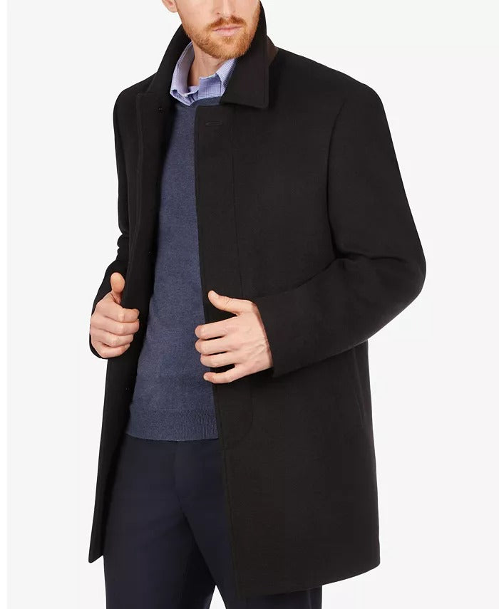 CALVIN KLEIN Men Coleman Wool-Blend Overcoat Coat 42S Black