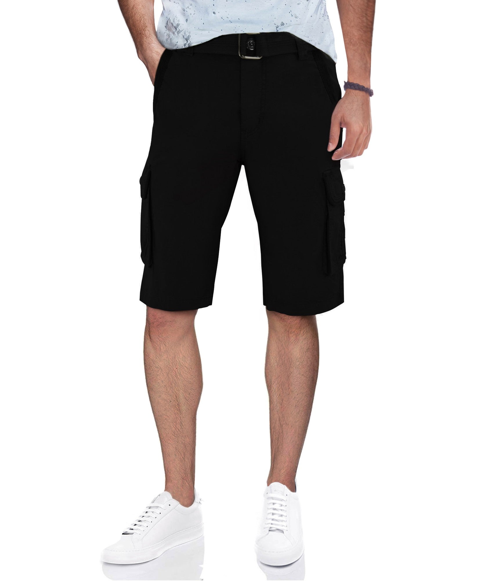 X Ray Men's Belted Twill Tape Cargo Shorts Black 36