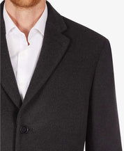 Calvin Klein Men's Prosper Wool-Blend Slim Fit Overcoat Coat 42 L Dark Gray